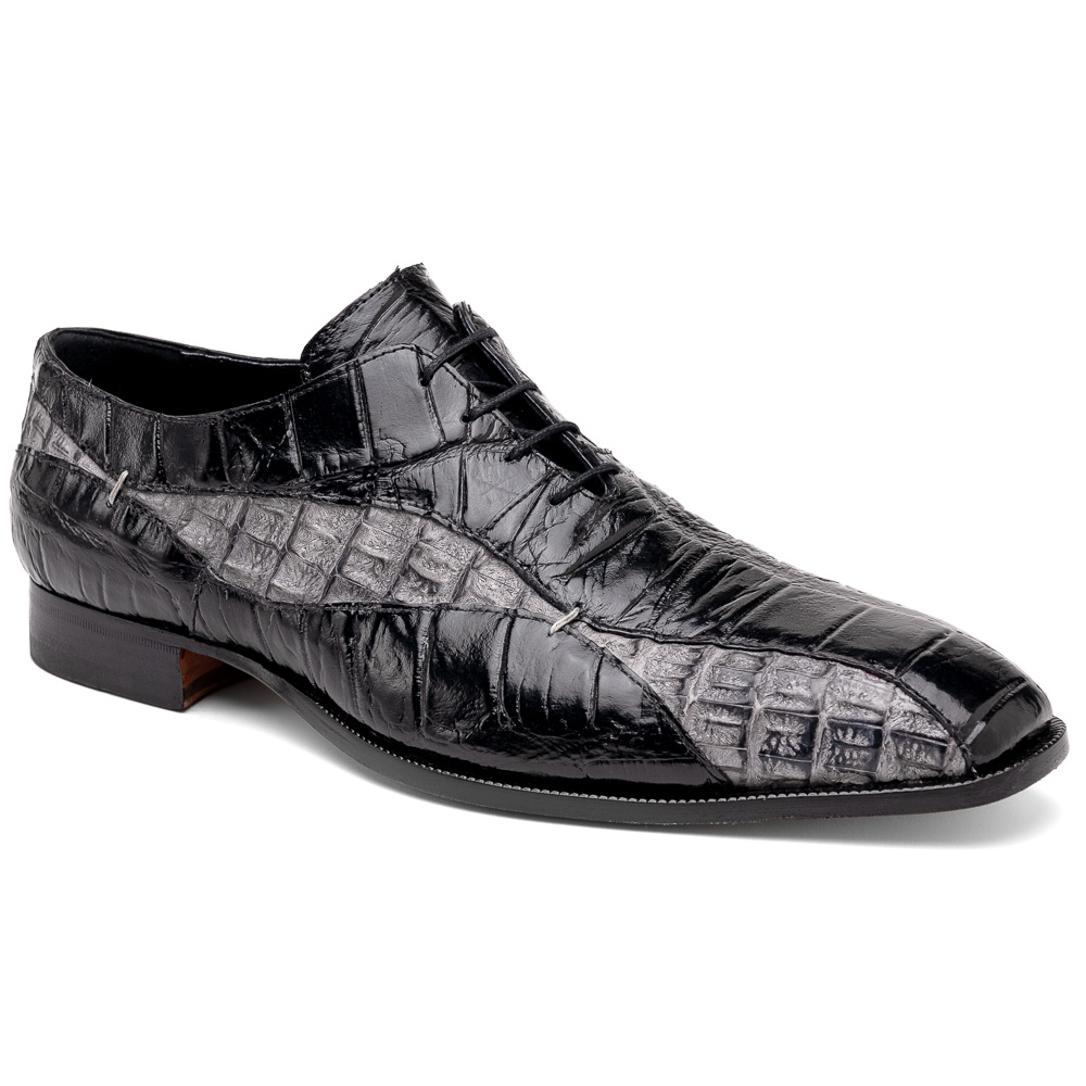Mauri 3227 Alligator / Hornback Oxford Shoes Black / Light Grey Image