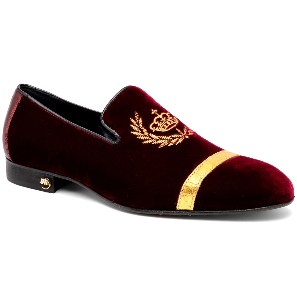 Mauri 3296 Crown Velvet/ Alligator/ Nappa Loafers Ruby Red Image