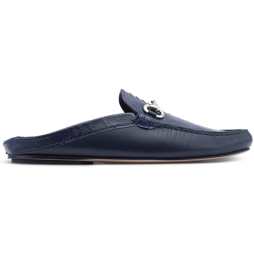 Mauri 3424/1 Sapphire Calfskin & Ostrich Leg Half Shoes W Blue Image