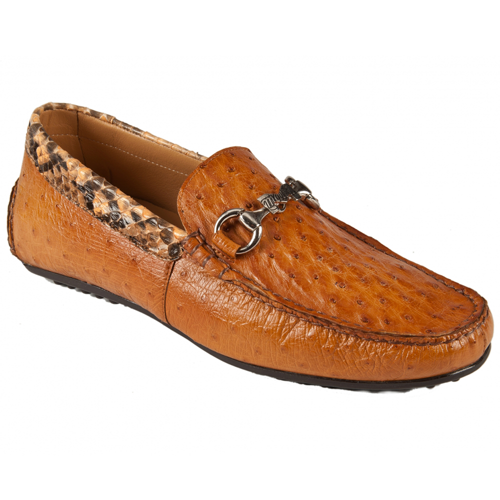 Mauri 3464 Ostrich / Python Casual Dress Shoes Chestnut (Special Order) Image