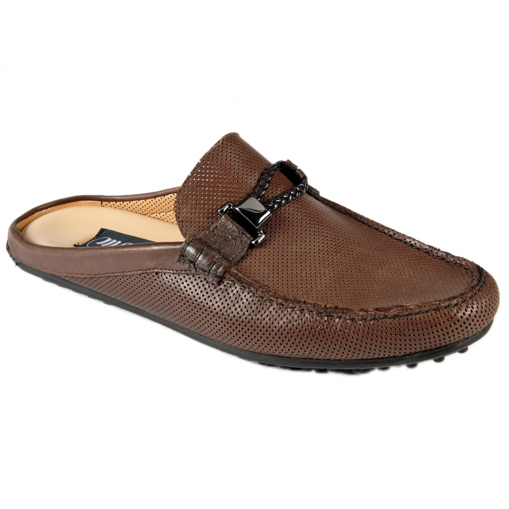 Mauri 3473 Calfskin / Ostrich Half Shoes Freedom Brown / Testa Moro (Special Order) Image