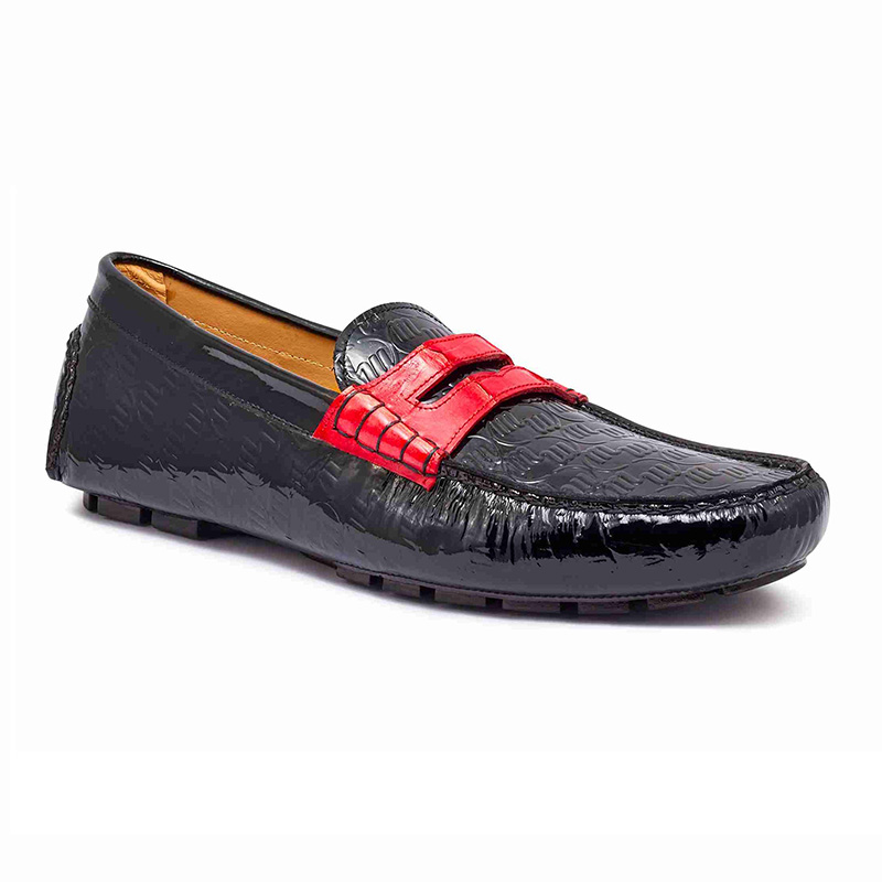 Mauri 3502 Baby Crocodile / Embossed Patent Loafer Black / Red Image