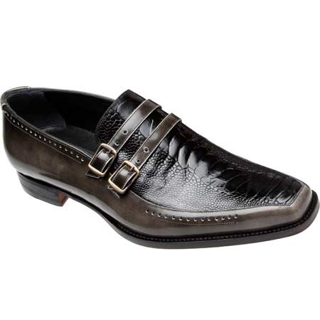 Mauri 4361 Calfskin Ostrich Leg Monk Strap Loafers Grey (Special Order) Image