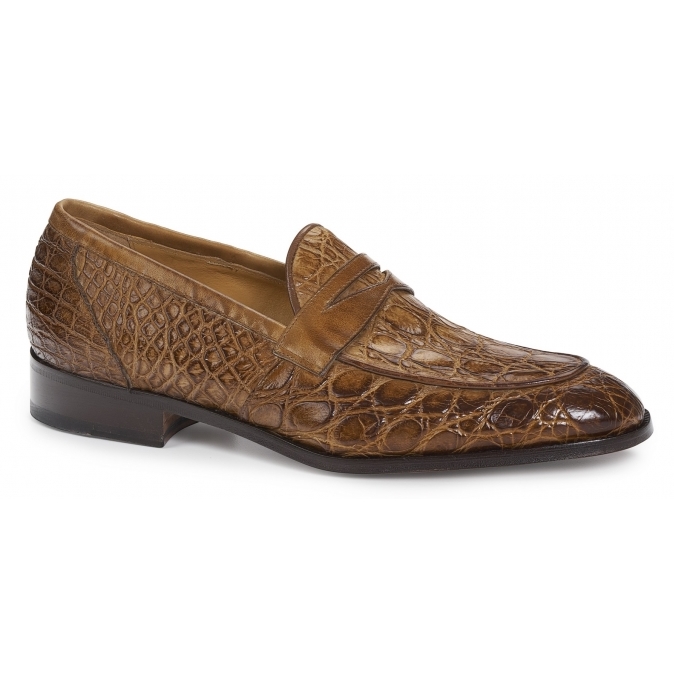 Mauri 4862 Tronto Crocodile & Calf Penny Loafers Brandy (Special Order) Image
