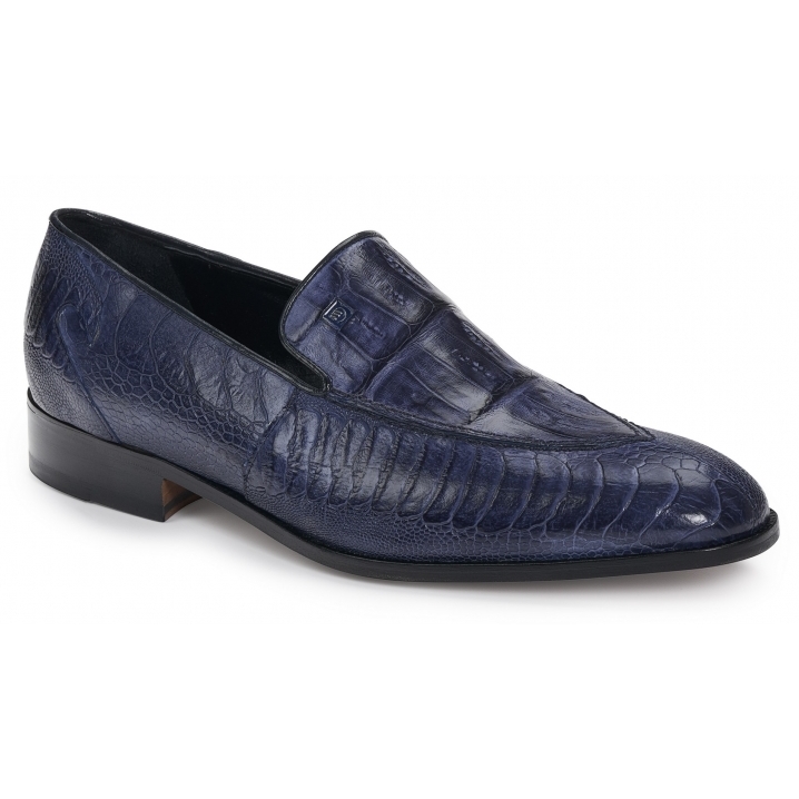 Mauri 4878 Serio Ostrich & Crocodile Loafers Wonder Blue (Special Order) Image