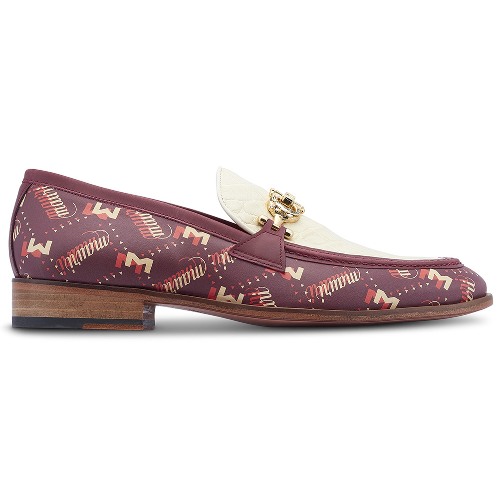 Mauri 4954/1 Alligator & Fabric Loafers Ruby Red / Cream Image