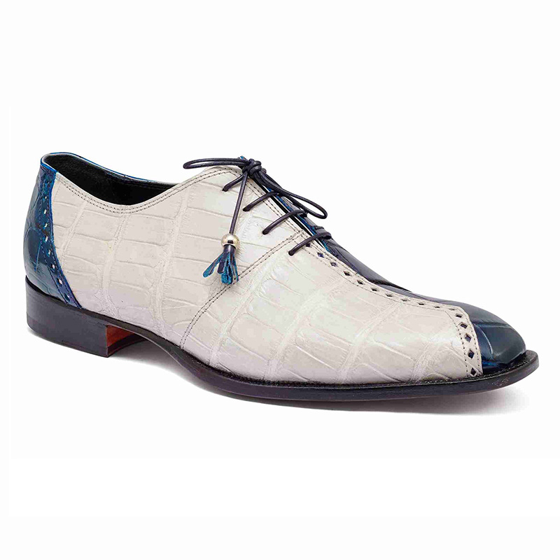 Mauri 4975 Body Alligator Shoes Blue / Cream (Special Order) Image