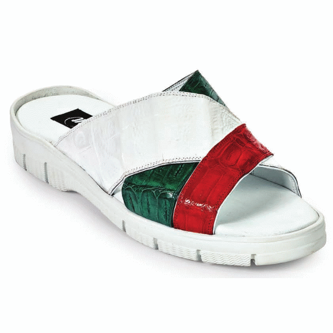 Mauri 5018 Cagnola Crocodile Sandals Italian Flag (Special Order) Image
