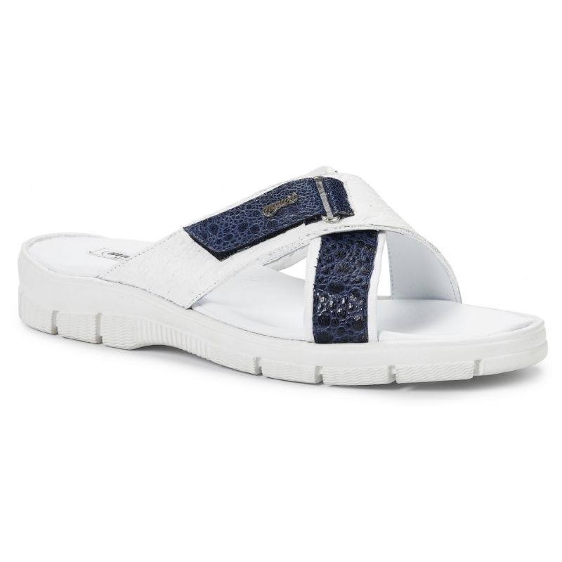 Mauri 5063 Sesia Ostrich & Frog Sandals White / Wonder Blue (Special Order) Image
