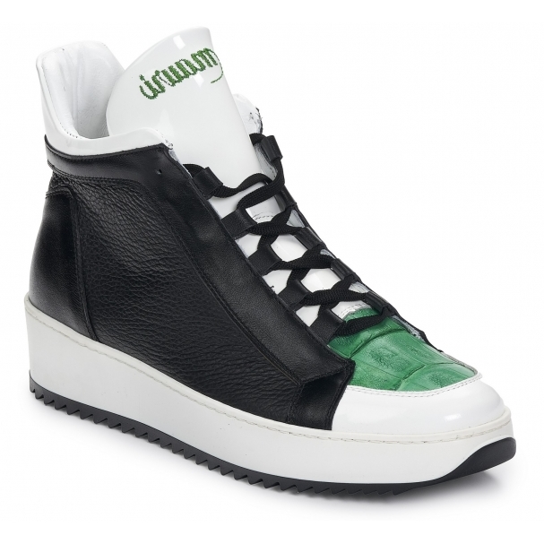 Mauri 6139 Patent & Croc Sneakers White / Green / Black (SPECIAL ORDER) Image