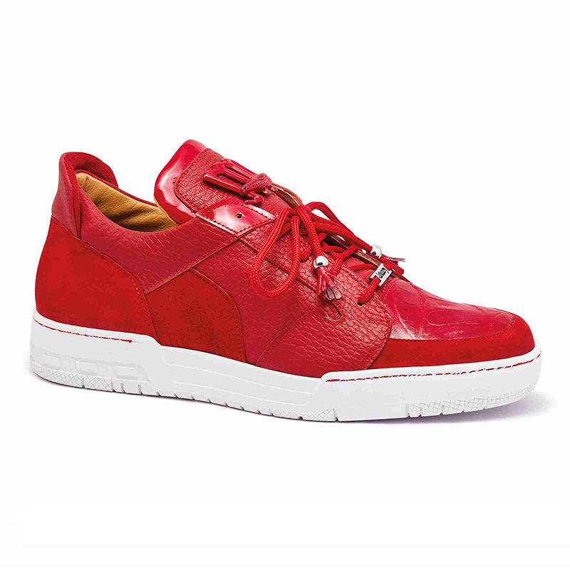 Mauri 8412 Suede / Baby Crocodile / Patent Sneakers Red (Special Order) Image