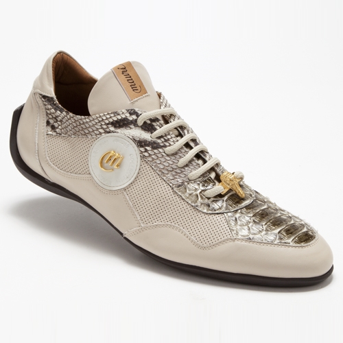 Mauri 8530 Titolo Nappa & Python Sneakers Cream / Olive (Special Order) Image