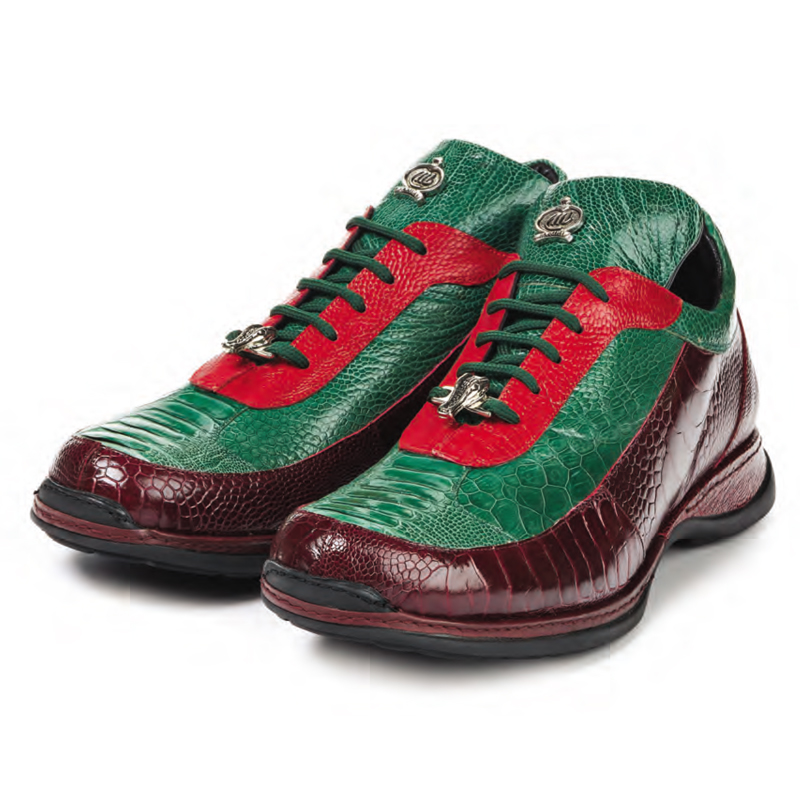 Mauri 8569 Eclectic Ostrich Leg Sneakers Red / Green (Special Order) Image