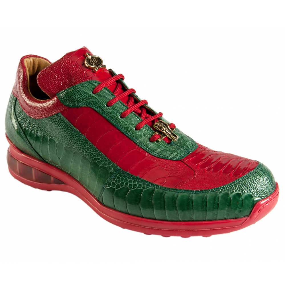 Mauri 8569 Ostrich Leg Sneakers Green / Red (Special Order) Image
