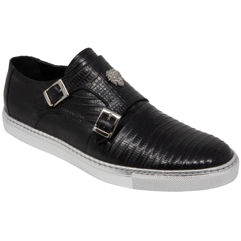 Mauri 8592 Trendsetter Lizard Double Monk Strap Sneakers Black (Special Order) Image