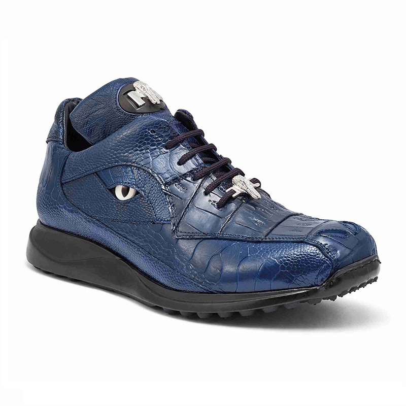 Mauri 8596 Baby Crocodile / Ostrich Leg Sneakers Blue Image
