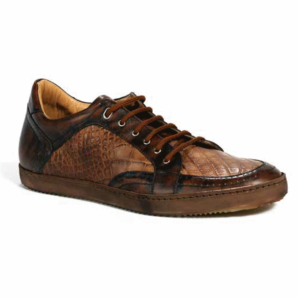 Mauri 8626-3 Calfskin & Alligator Sneakers Brandy (SPECIAL ORDER) Image