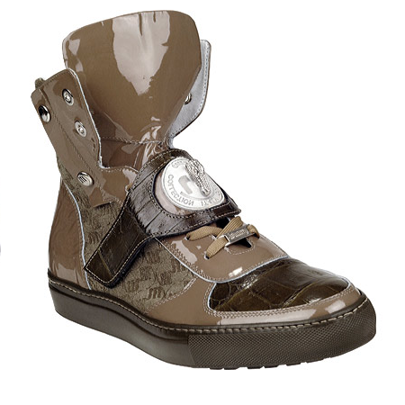 Mauri 8797 Baby Crocodile & Patent Leather Sneakers Taupe (Special Order) Image