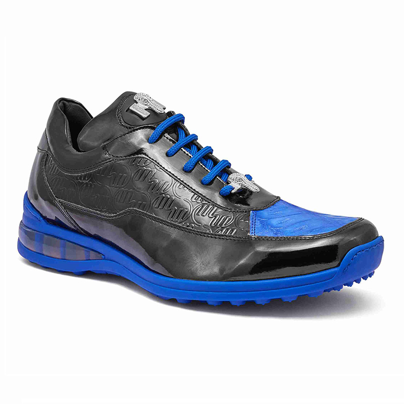 Mauri 8900 2 Baby Crocodile / Embossed Patent Sneakers Black / Royal Blue Image