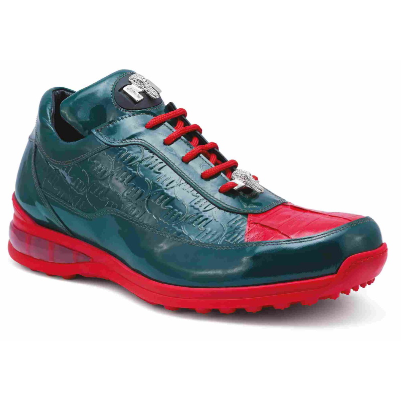 Mauri 8900-2 Bubble Crocodile & Embossed Sneakers Green/Red (Special Order) Image