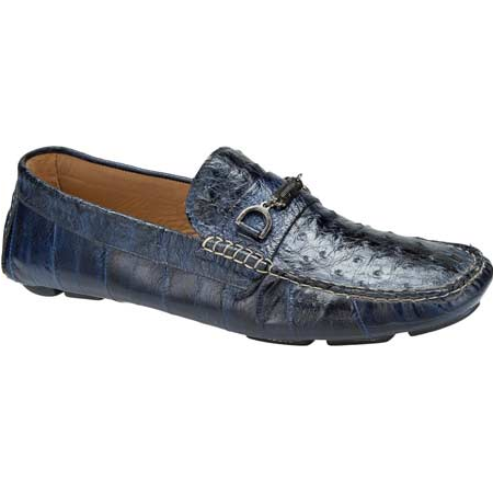 Mauri 9226 Eel & Ostrich Driving Loafers Blue (Special Order) Image