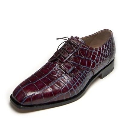 Mauri Barocco 4613 Alligator Derby Shoes Ruby Red / Blue SPECIAL ORDER Image