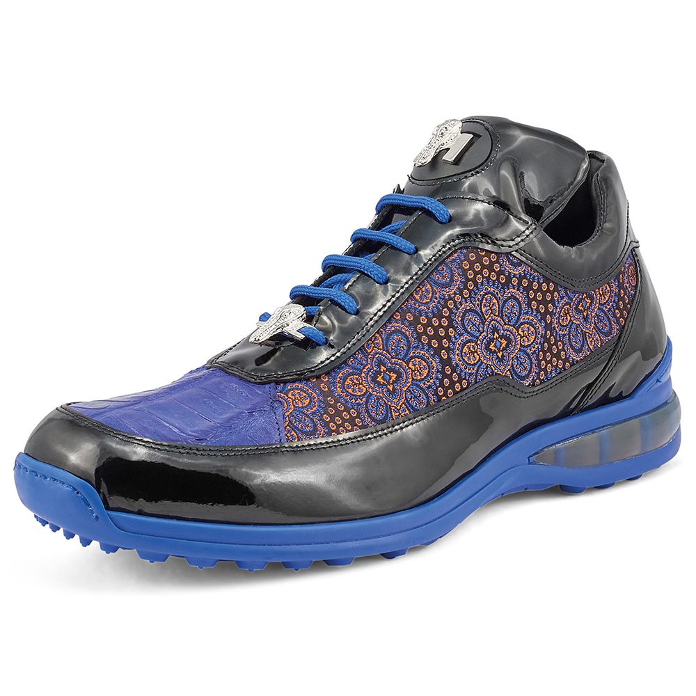Mauri Bubble 8900/2 Patent / Baby Croc & Matahari Fabric Sneakers Black / Blue / Orange Image