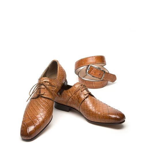 Mauri Castello 1162 Alligator Derby Shoes Cognac (SPECIAL ORDER) Image
