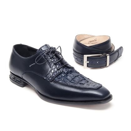 Mauri Colonna 4642 Hornback Crocodile Derby Shoes Wonder Blue (Special Order) Image