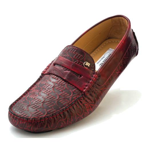 Mauri Cosmo 3128 Calfskin & Crocodile Driving Shoes Red (Special Order) Image