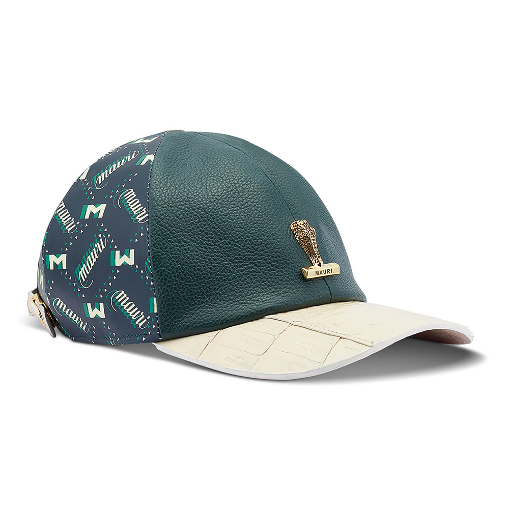 Mauri H65 Baby Crocodile / Calfskin Hat Cream / M Shade Print Green / Hunter Green Image
