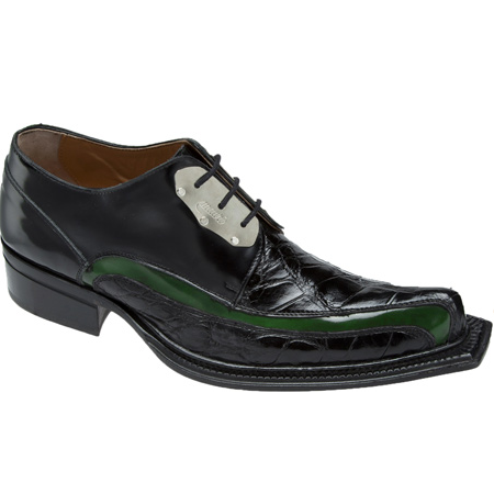 Mauri Leone 44191 Calf &amp; Alligator Shoes Black/Green (Special Order) Image