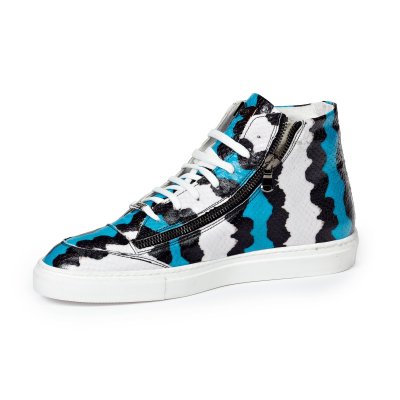Mauri M726 Toga Python Embossed Sneakers Blue / Black / White (Special Order) Image