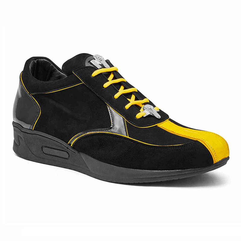 Mauri M791 Baby Crocodile / Suede / Patent Sneakers Yellow / Black (Special Order) Image