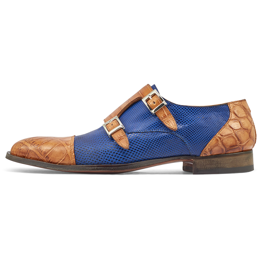 Mauri Madison 4560/2 Alligator & Karung Shoes Cognac / Brilliant Blue Image