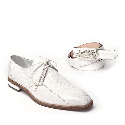 Mauri Orazio 4674 Ostrich Leg Shoes White (Special Order) Image