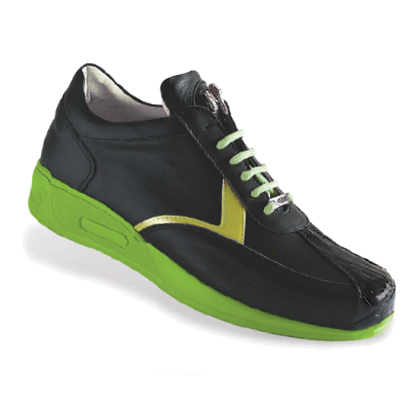 Mauri Piazza M704 Nappa & Crocodile Sneakers Black/Green (Special Order) Image