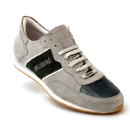 Mauri Scilla M783 Suede & Crocodile Sneakers Charcoal Grey (Special Order) Image