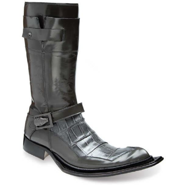 Mauri Sestrieri 44240 Calfskin and Crocodile Boots Gray (Special Order) Image