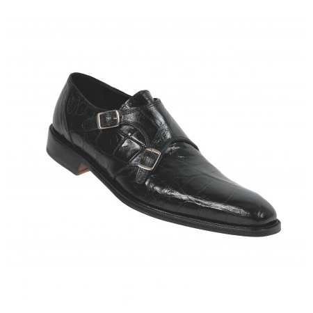 Mauri 4490 Double Monk Strap Alligator Shoes Black (Special Order) Image