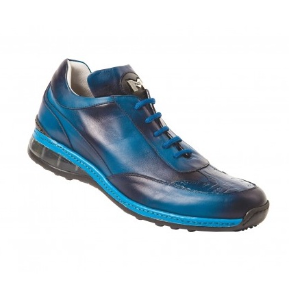 Mauri 8655/1 Airwaves Crocodile & Nappa Sneakers Indigo Blue (Special Order) Image