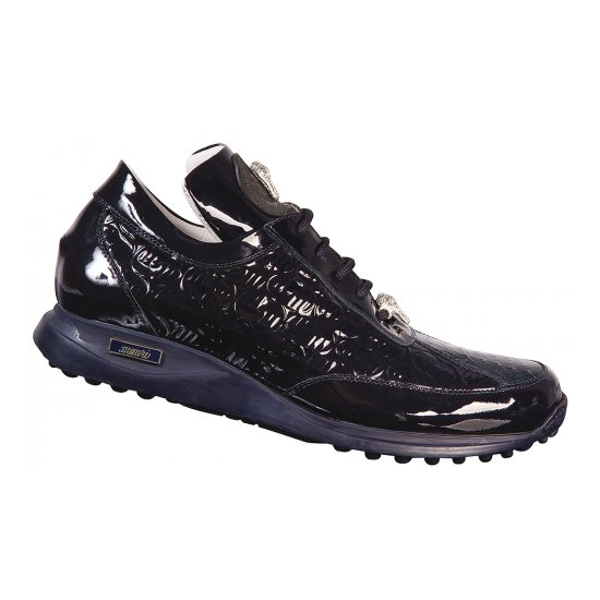 Mauri 8658 Ostrich & Patent Leather Sneakers Wonder Blue/Black (Special Order) Image