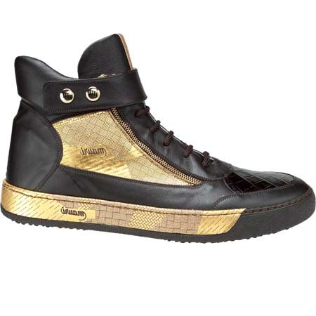 Mauri Slang 8541 Nappa & Alligator Sneakers Dark Brown / Gold (Special Order) Image