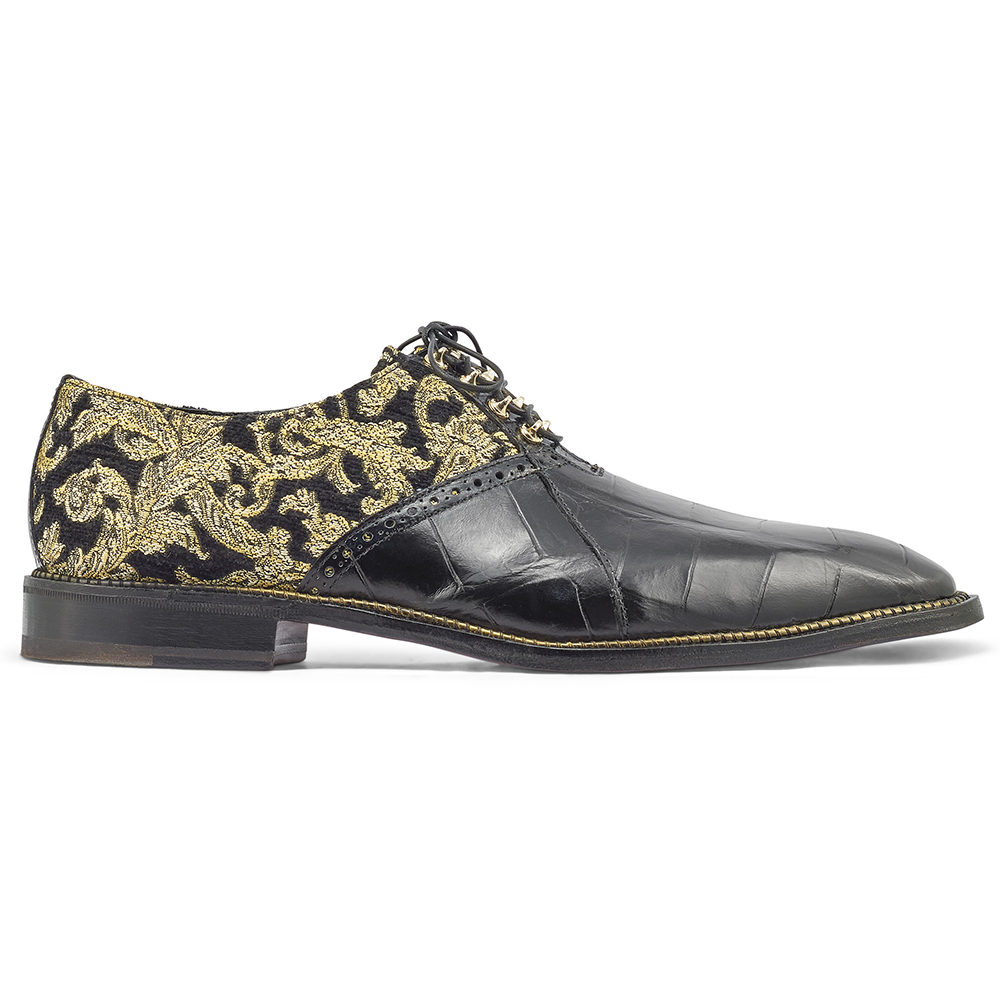 Mauri Smooth 4936 Alligator & Didier Fabric Shoes Black / Gold Image