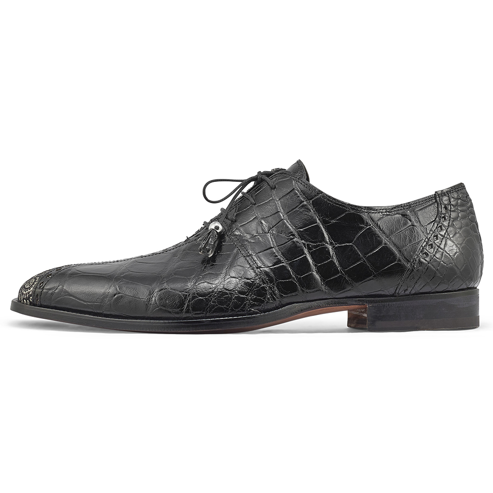 Mauri Two Face 4975/2 Body Alligator & Matahari Fabric Shoes Black / White Image