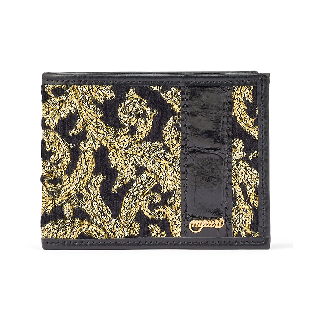 Mauri W3 Nappa / Didier Fabric & Baby Croc Wallet Black / Gold Image