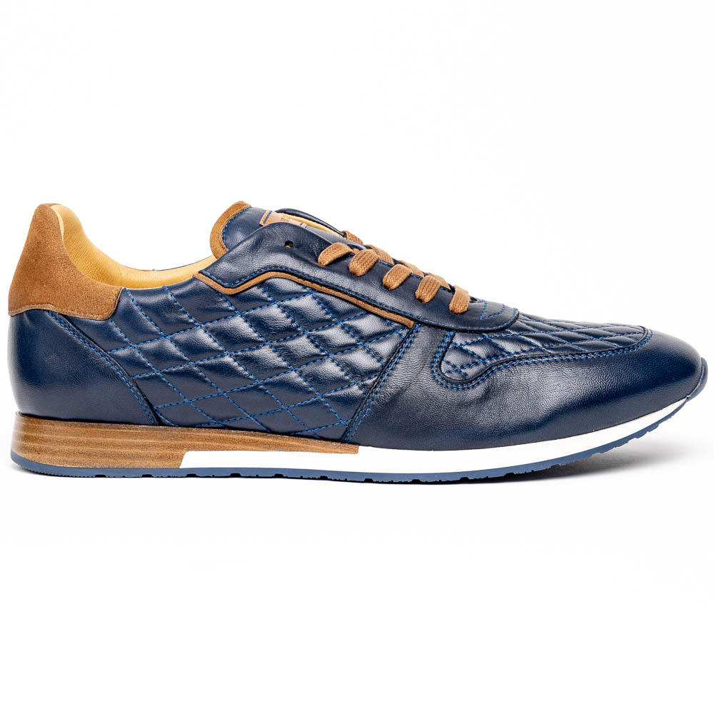 Mezlan 20138 Quilted Calfskin Sport Sneakers Blue Image