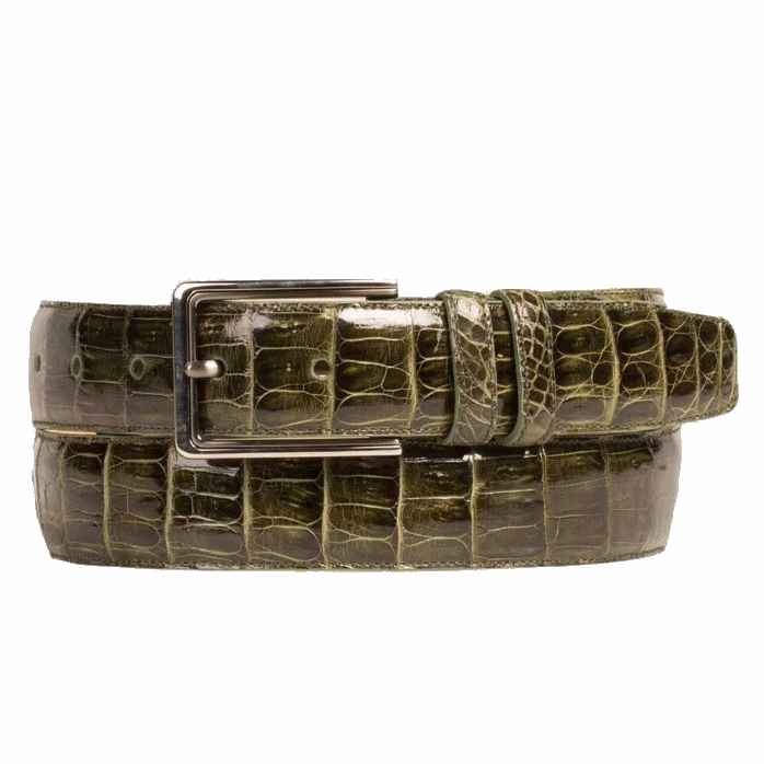 Mezlan AO8603 Genuine Crocodile Belt Olive Image