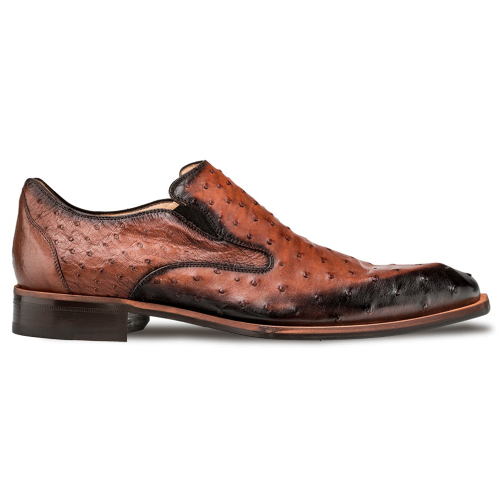 Mezlan Asymmetric Ostrich Slip On Shoes Brandy Image