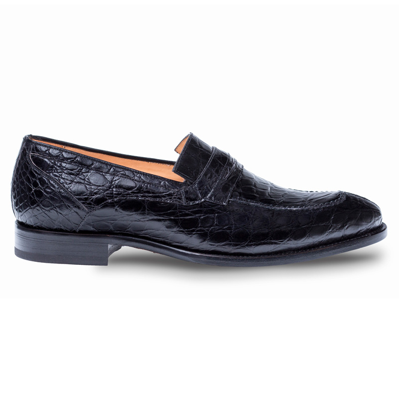 Mezlan Bixby Crocodile Loafer Shoes Black Image